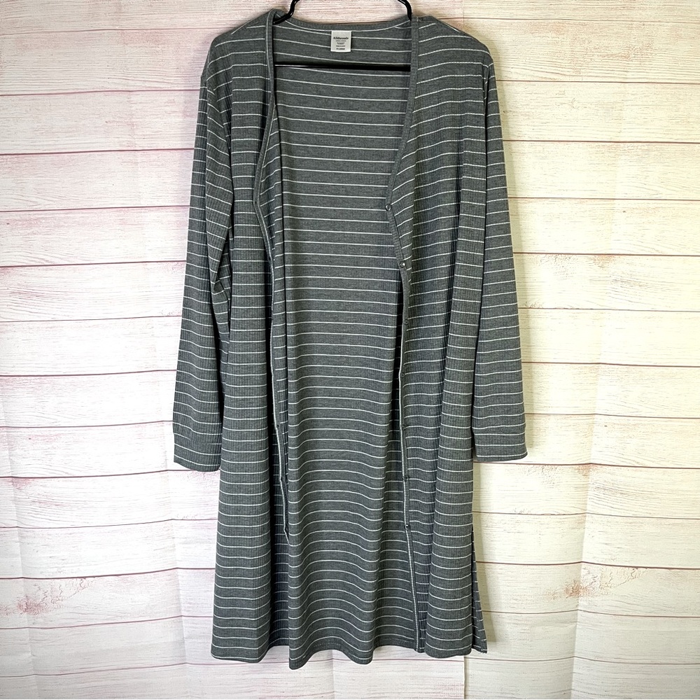 Allthreads‎ NWOT Gray White Striped Long Sleeve Coastal Cardigan Size XL